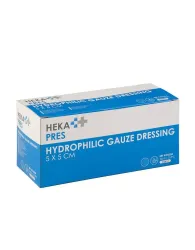 Heka pres hydrofiel gaaskompres 5 x 5 cm steriel - 12 lagen 100 stuks